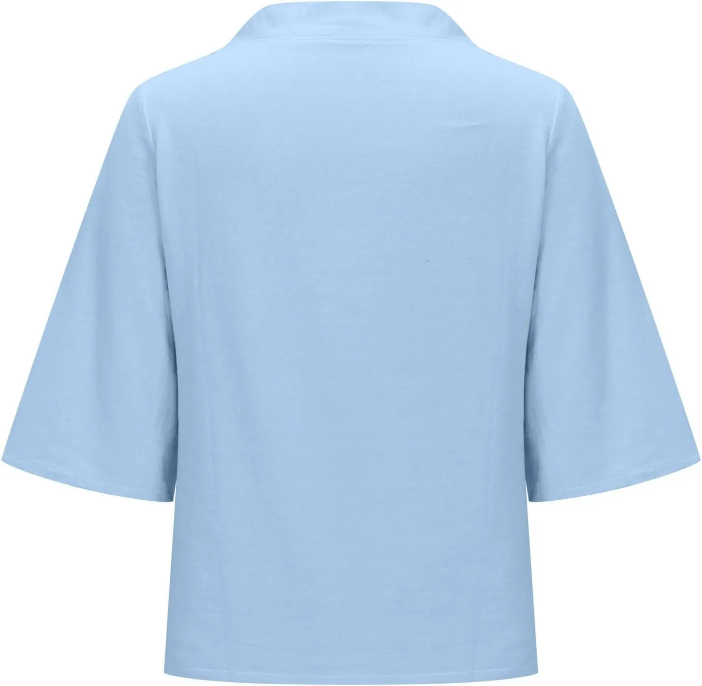 2025 Spring Summer Cotton Linen Shirts V-Neck Short Sleeve Tops Dressy Casual Plain Blouse Loose Comfy Tees Tunics