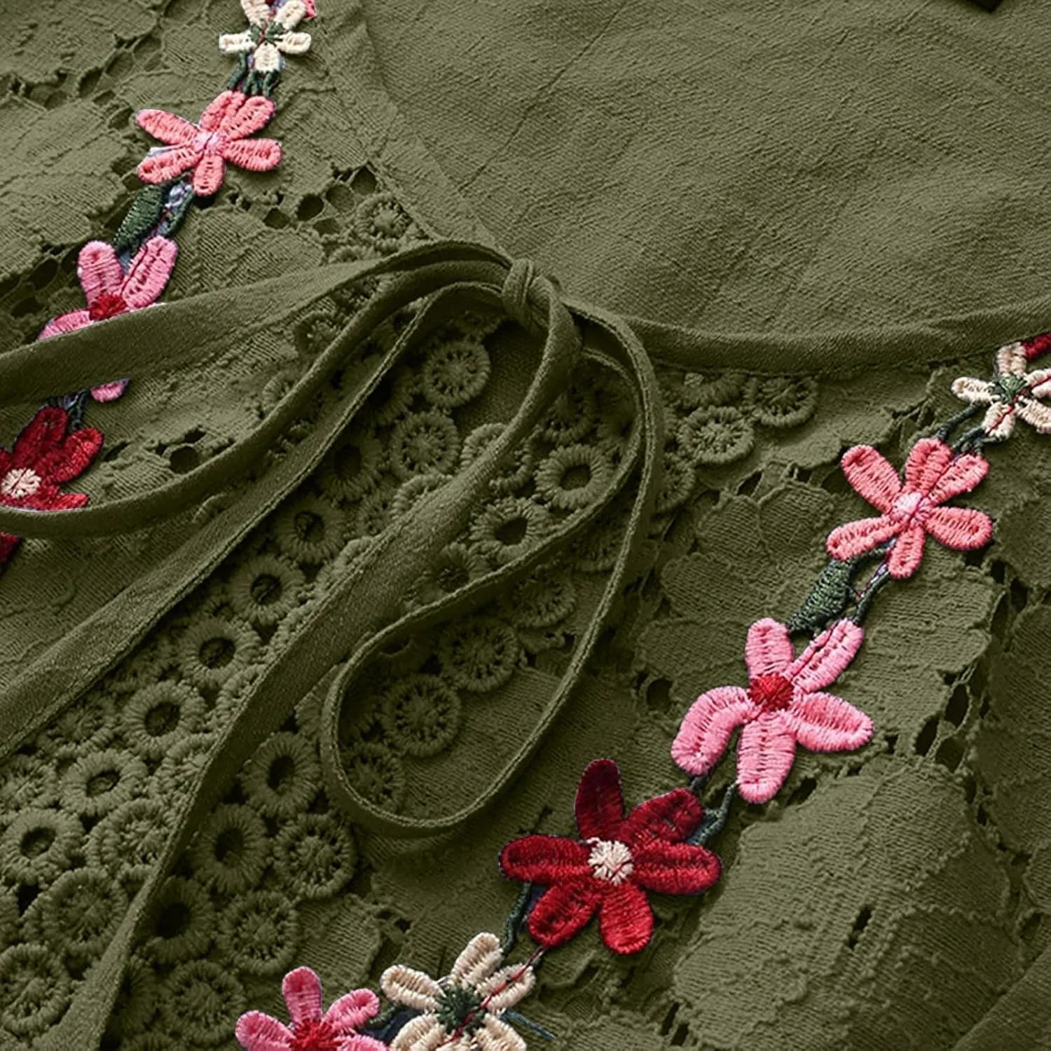 3/4 Sleeve Summer Tops for Women Cotton Linen Embroidered Tops Blouse Shirts Boho Peasant Trendy Flowy Sexy Tees Top