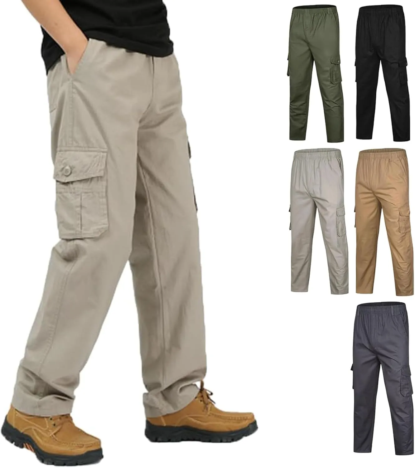 Adorlina Flex Cargo Pants for Men, FlexRover - Ultra Comfort Fit Multi-Pocket Durable Trousers.
