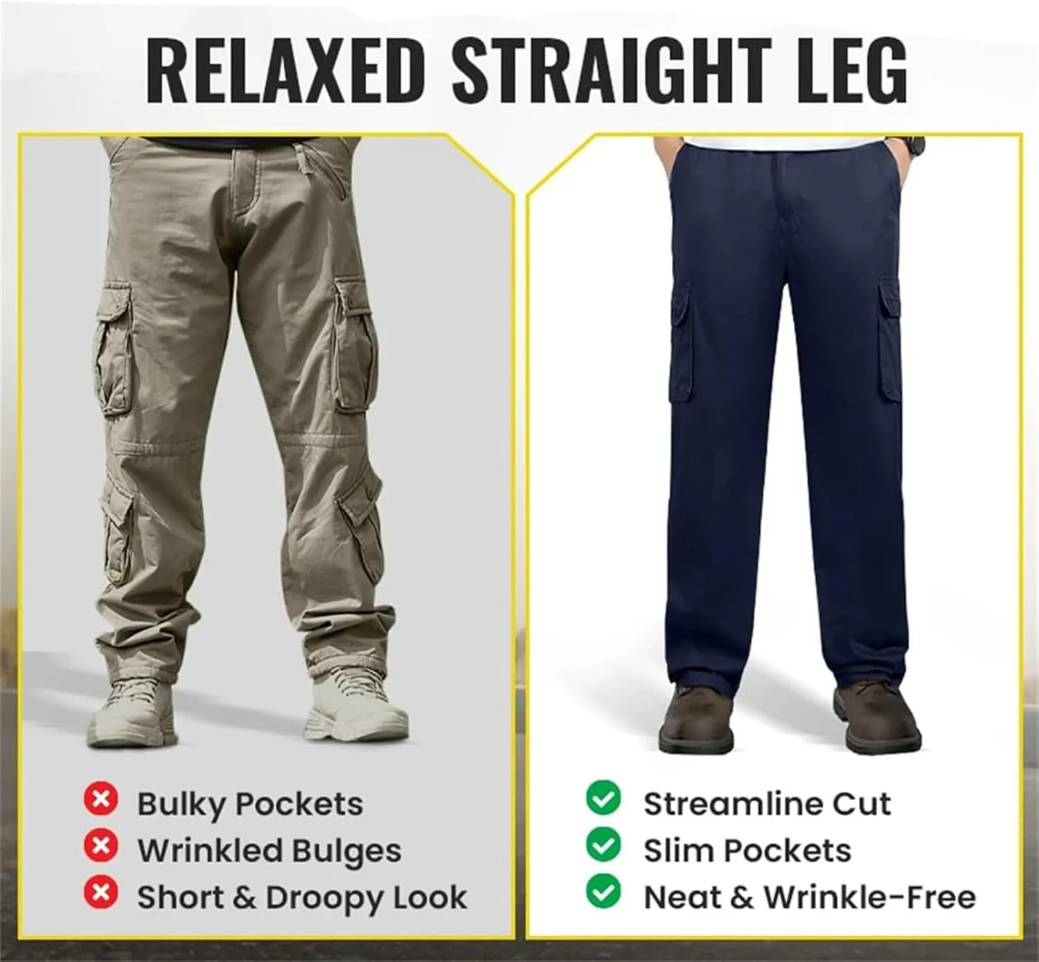 Adorlina Flex Cargo Pants for Men, FlexRover - Ultra Comfort Fit Multi-Pocket Durable Trousers.