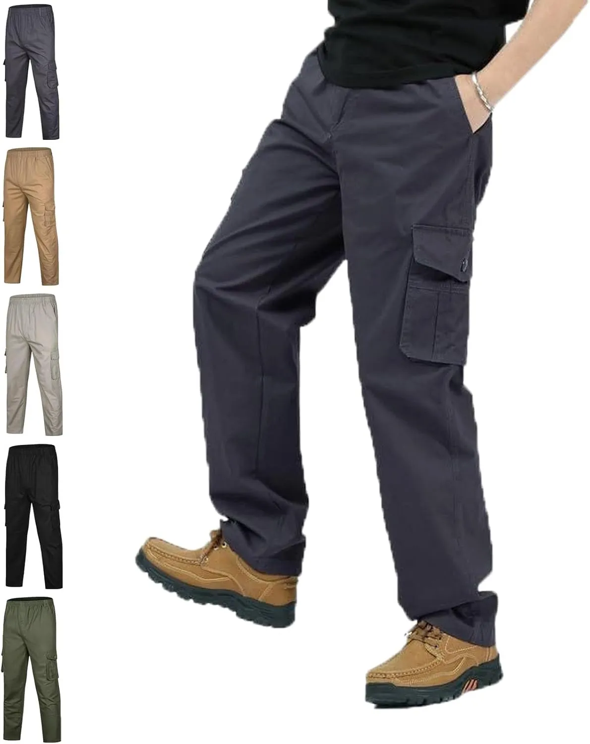 Adorlina Flex Cargo Pants for Men, FlexRover - Ultra Comfort Fit Multi-Pocket Durable Trousers