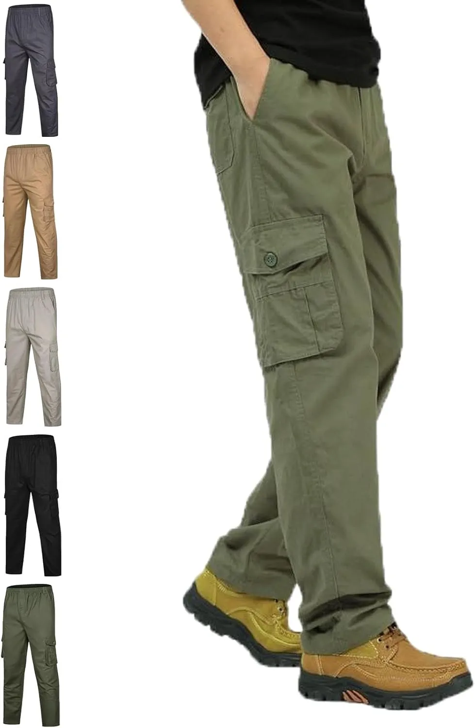 Adorlina Flex Cargo Pants for Men, FlexRover - Ultra Comfort Fit Multi-Pocket Durable Trousers