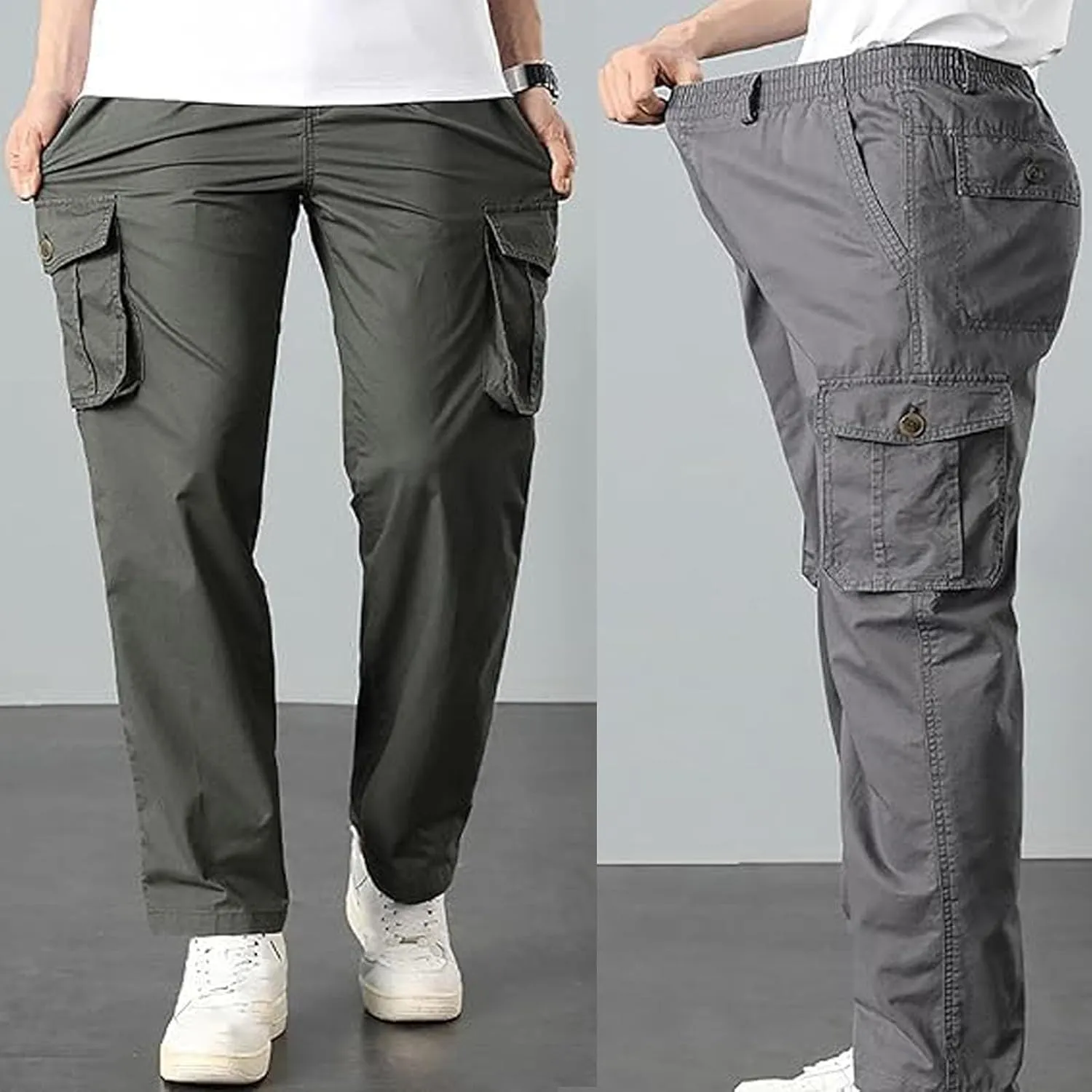 Adorlina Flex Cargo Pants for Men, FlexRover - Ultra Comfort Fit Multi-Pocket Durable Trousers
