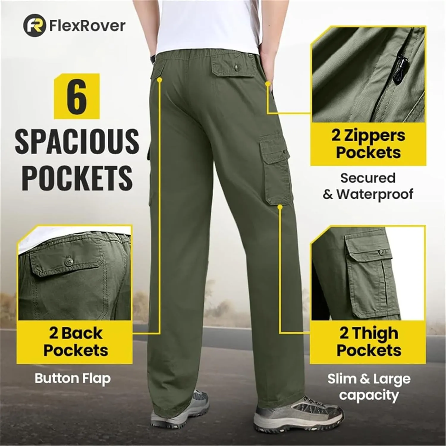 Adorlina Pants for Men, High Stretch Cargo Pants 2025 New Ultra Comfort Fit Multi-Pocket Durable Trousers