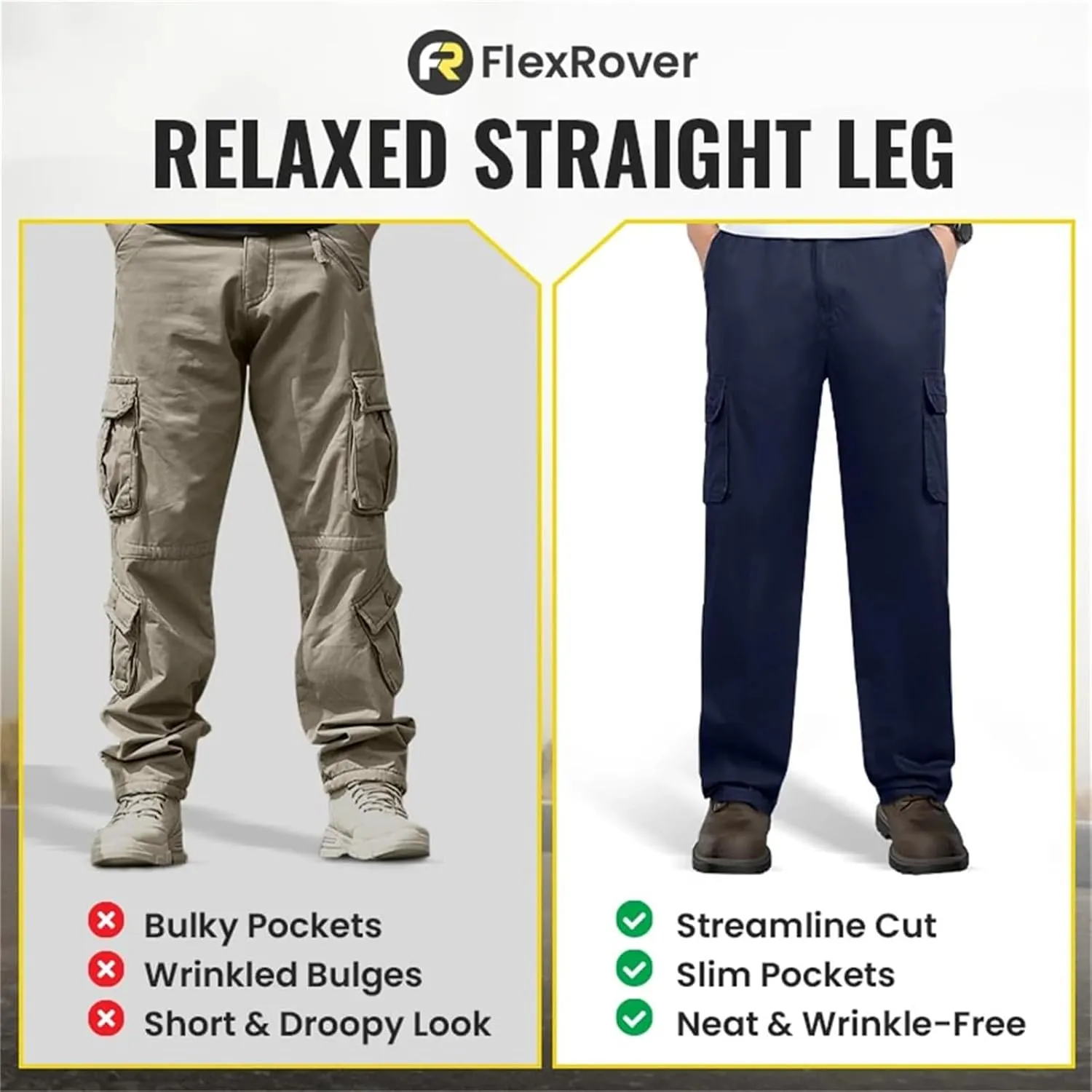 Adorlina Pants for Men, High Stretch Cargo Pants 2025 New Ultra Comfort Fit Multi-Pocket Durable Trousers