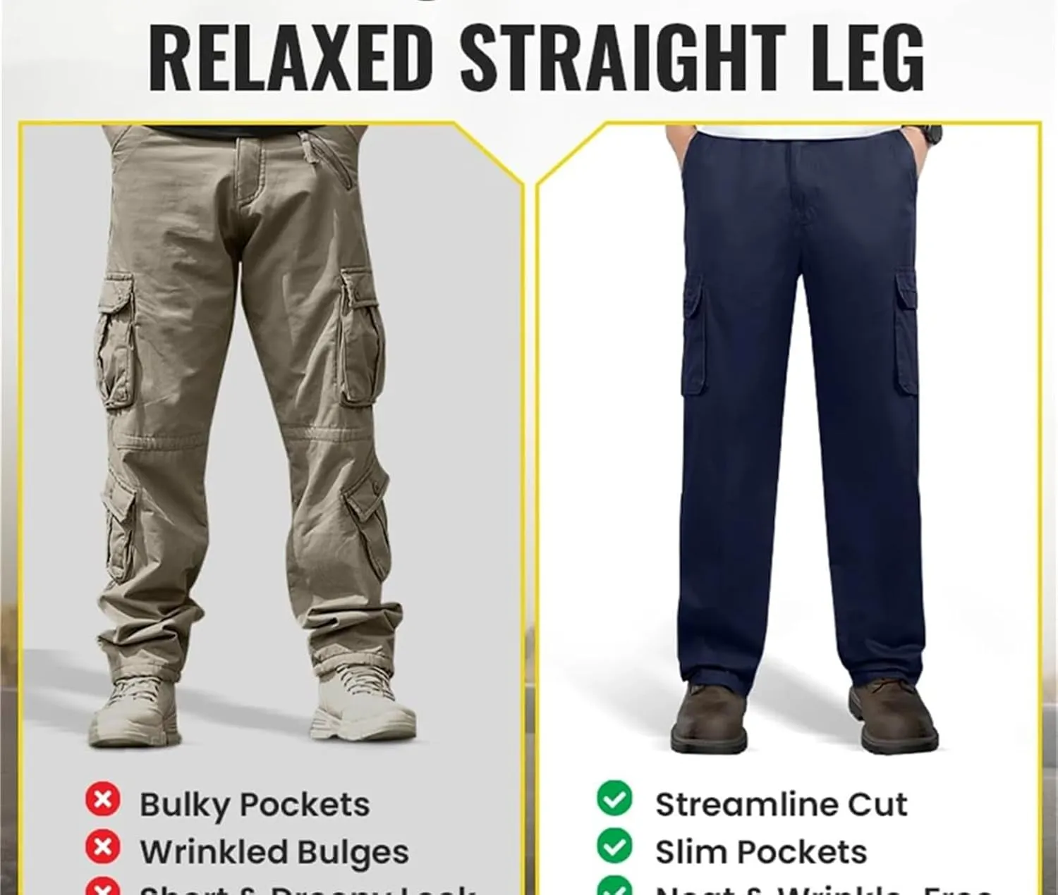 Adorlina Pants for Men, High Stretch Cargo Pants 2025 New Ultra Comfort Fit Multi-Pocket Durable Trousers