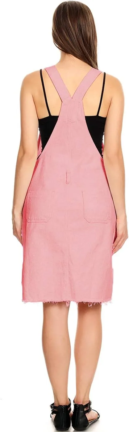 Anna-Kaci Junior Womens Distressed Denim Adjustable Strap Overall Dress