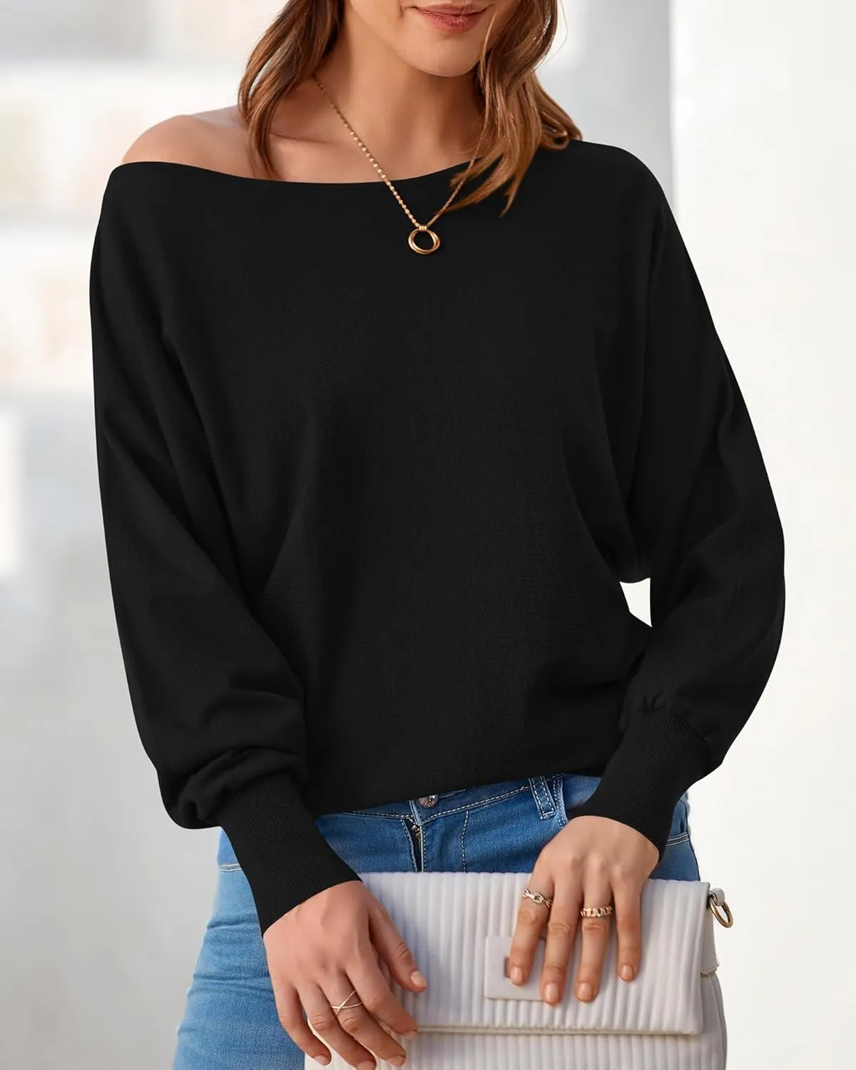BTFBM Womens Trendy Off Shoulder Sweater 2024 Fall Long Sleeve Casual Loose Tunics Asymmetrical Pullover Going Out Tops