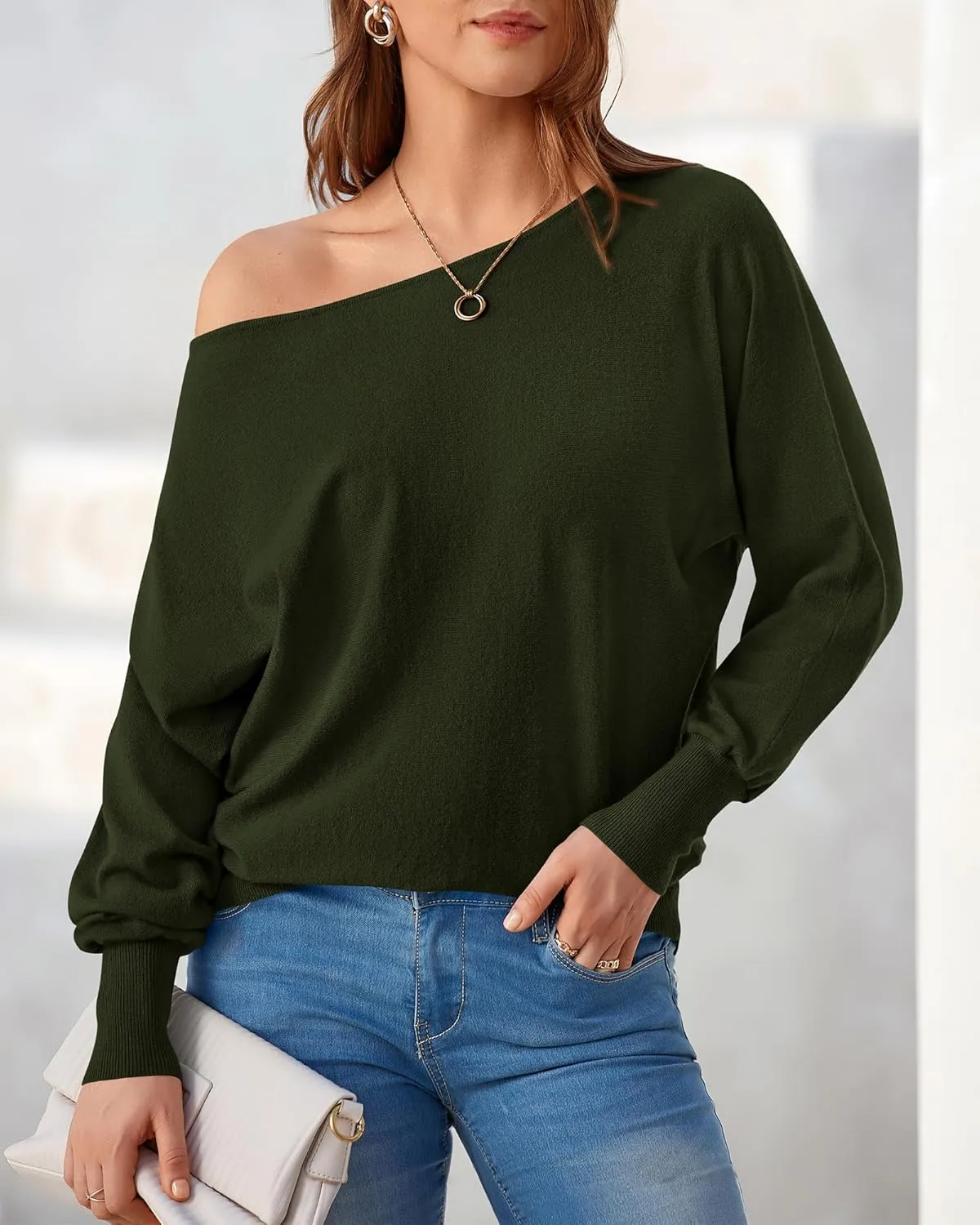 BTFBM Womens Trendy Off Shoulder Sweater 2024 Fall Long Sleeve Casual Loose Tunics Asymmetrical Pullover Going Out Tops