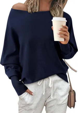 BTFBM Womens Trendy Off Shoulder Sweater 2024 Fall Long Sleeve Casual Loose Tunics Asymmetrical Pullover Going Out Tops