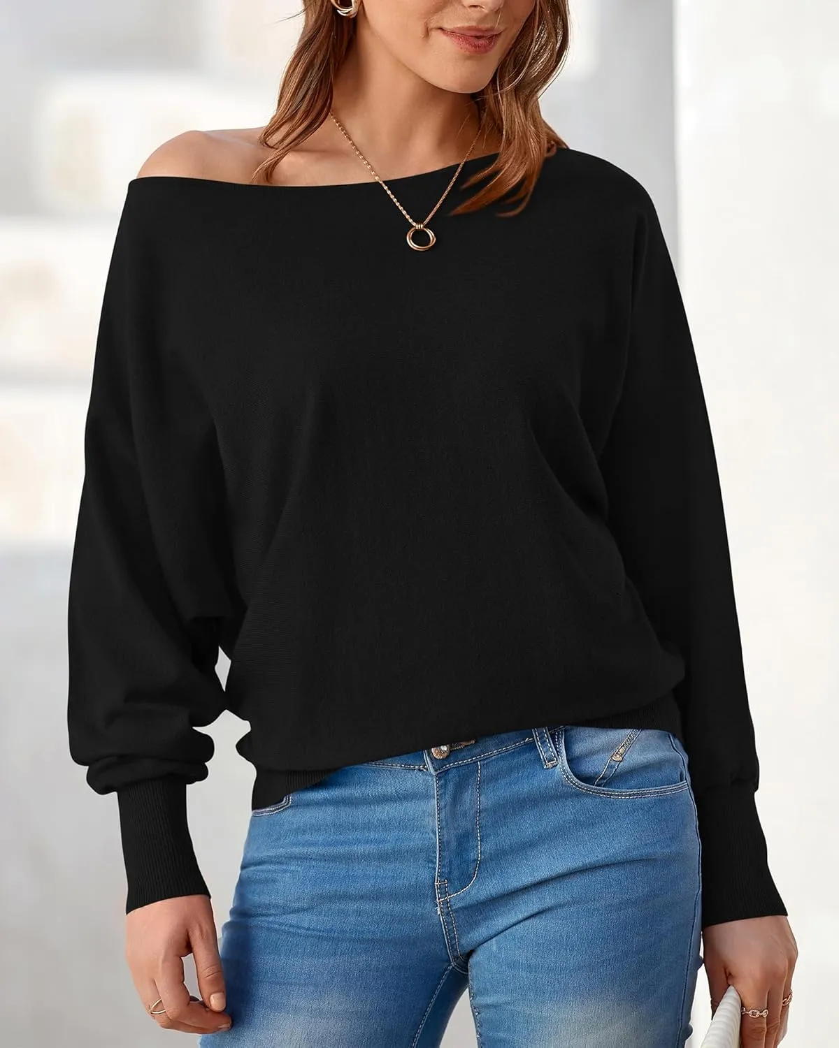 BTFBM Womens Trendy Off Shoulder Sweater 2024 Fall Long Sleeve Casual Loose Tunics Asymmetrical Pullover Going Out Tops