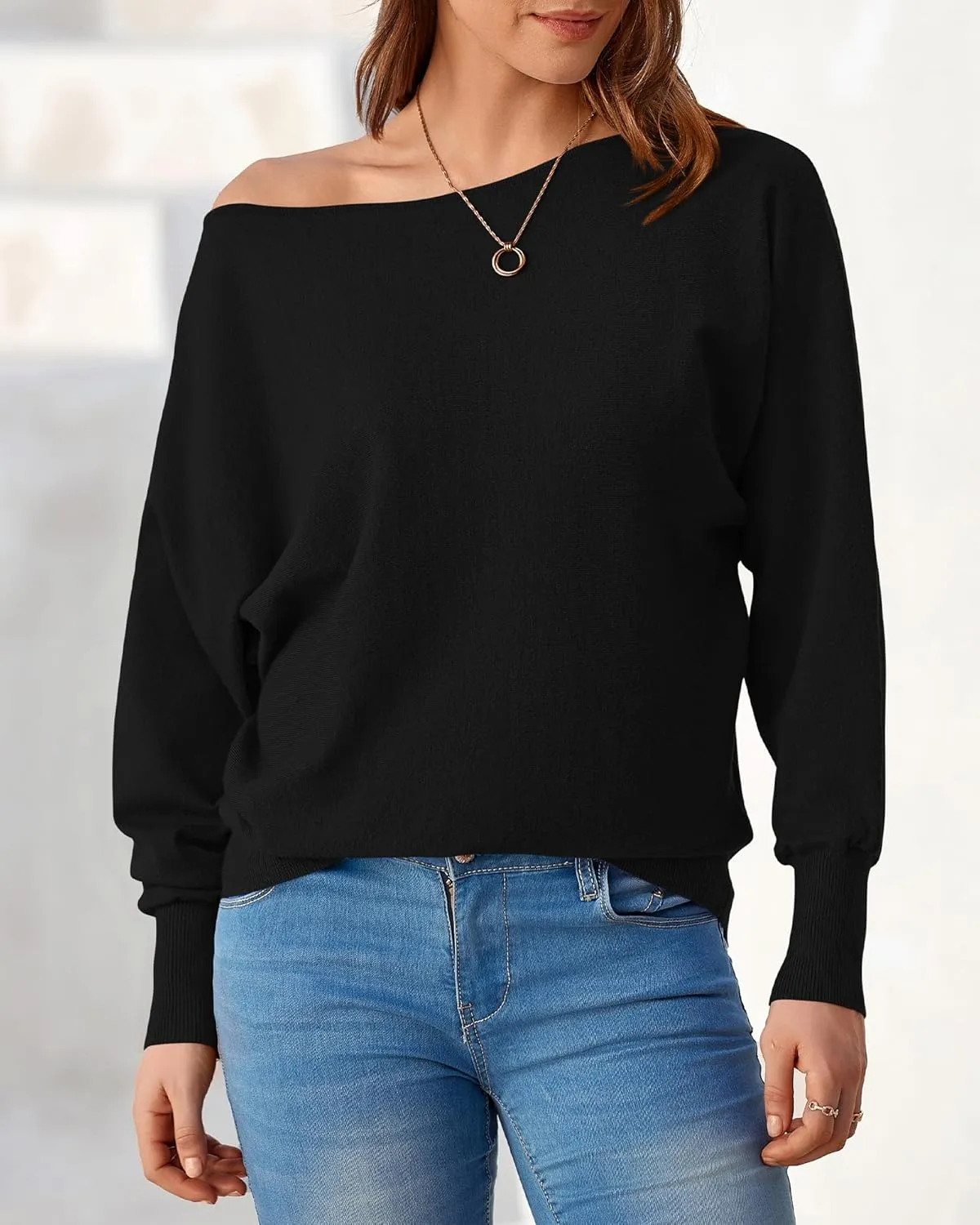 BTFBM Womens Trendy Off Shoulder Sweater 2024 Fall Long Sleeve Casual Loose Tunics Asymmetrical Pullover Going Out Tops