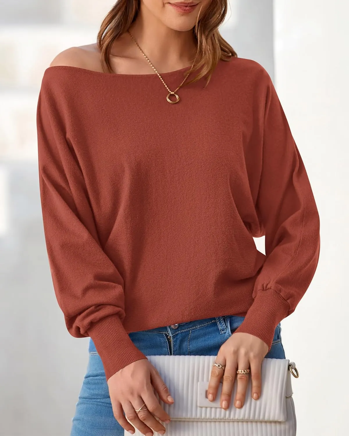 BTFBM Womens Trendy Off Shoulder Sweater 2024 Fall Long Sleeve Casual Loose Tunics Asymmetrical Pullover Going Out Tops