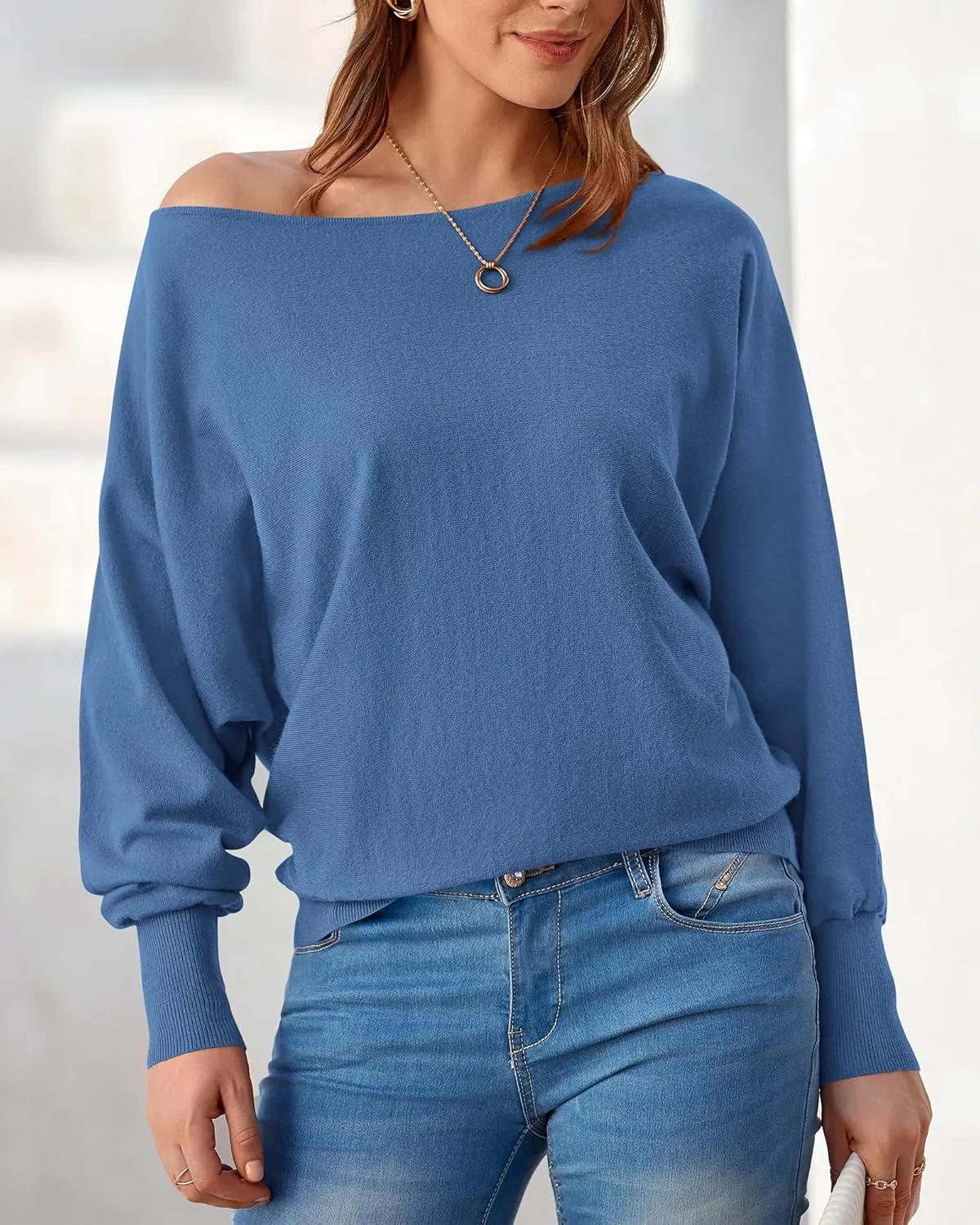 BTFBM Womens Trendy Off Shoulder Sweater 2024 Fall Long Sleeve Casual Loose Tunics Asymmetrical Pullover Going Out Tops