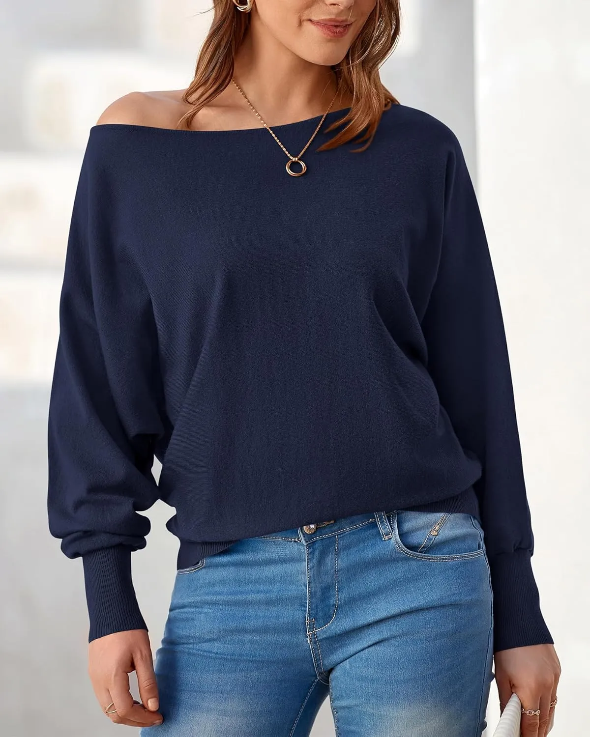 BTFBM Womens Trendy Off Shoulder Sweater 2024 Fall Long Sleeve Casual Loose Tunics Asymmetrical Pullover Going Out Tops
