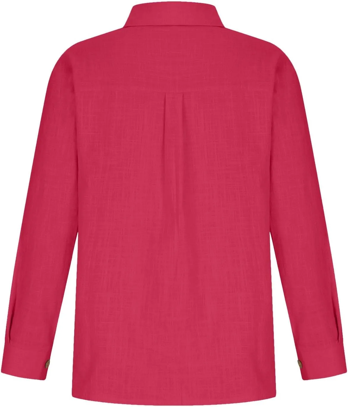 Cotton Linen Tops for Women Summer Solid Color Button Down Long Sleeve Shirts Casual Fashion Loose Pleated Blouse