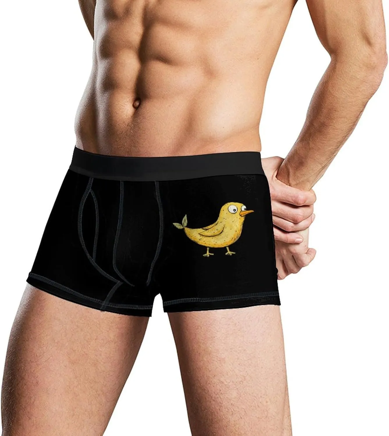 Cute Bird Banana Men's Tight Boxer Briefs Breathable Underwear Soft Stretch Trunks