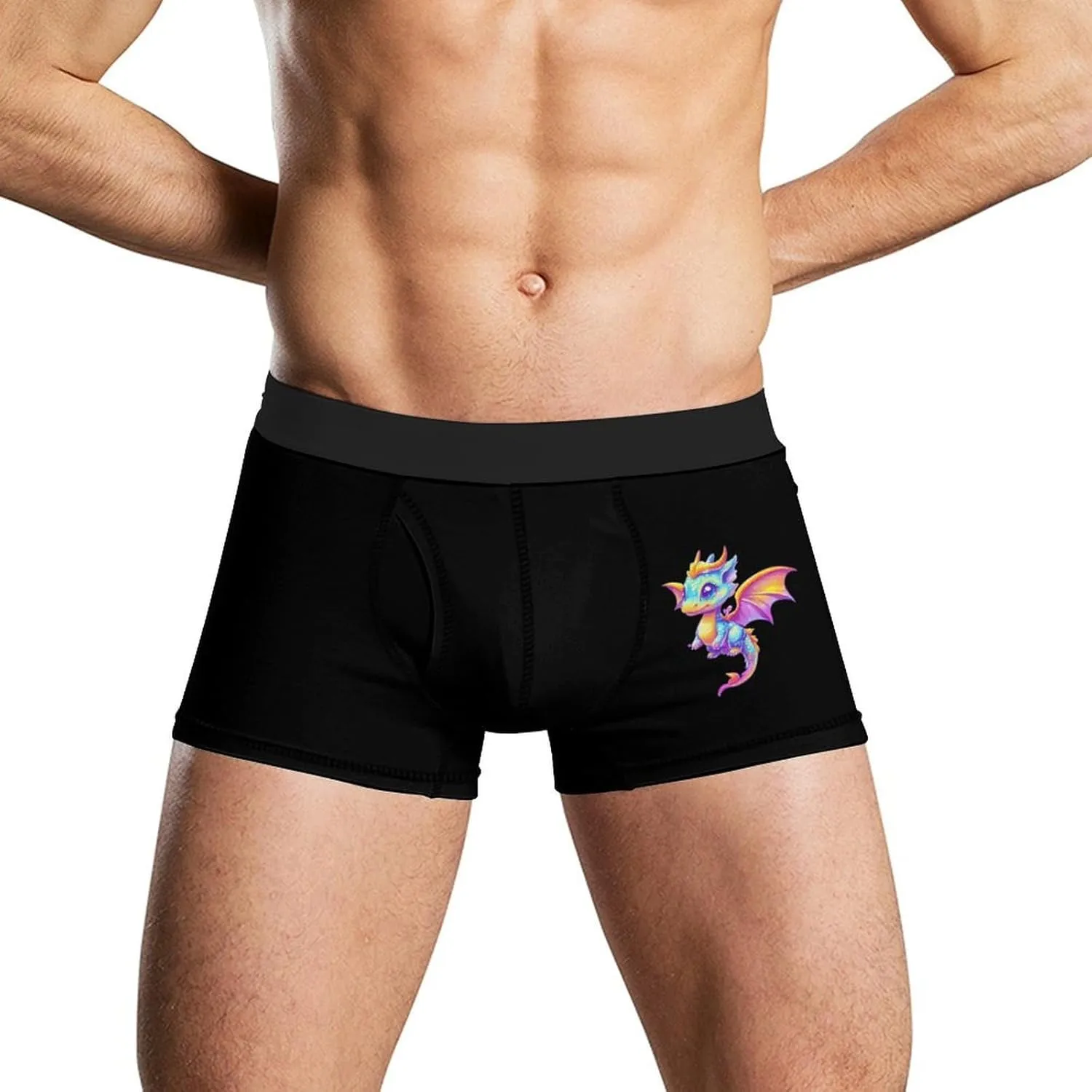 Cute Colorful Dragon Men's Tight Boxer Briefs Breathable Underwear Soft Stretch Trunks