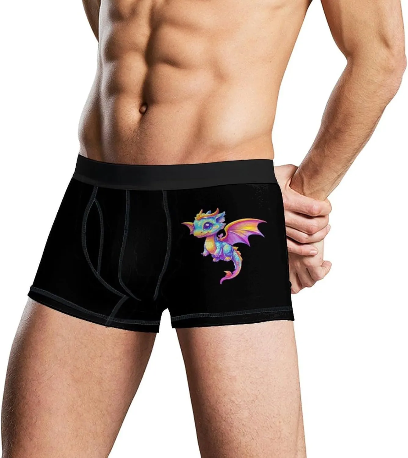 Cute Colorful Dragon Men's Tight Boxer Briefs Breathable Underwear Soft Stretch Trunks
