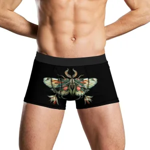 Cute Moth Beautiful Butterfly Insect Men's Boxer Briefs Soft Underwear Breathable Trunks with Waistband