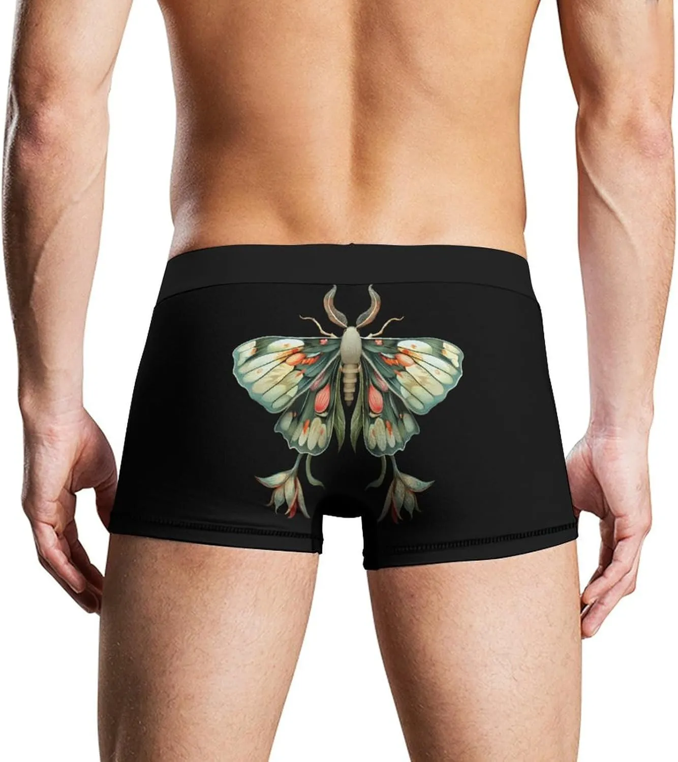 Cute Moth Beautiful Butterfly Insect Men's Boxer Briefs Soft Underwear Breathable Trunks with Waistband