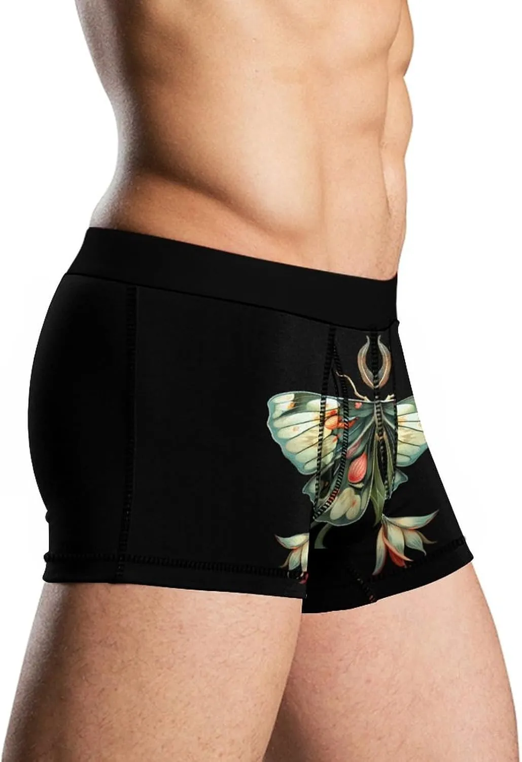 Cute Moth Beautiful Butterfly Insect Men's Boxer Briefs Soft Underwear Breathable Trunks with Waistband