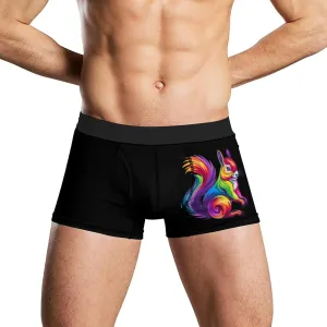 Cute Rainbow Squirrel Men's Boxer Briefs Soft Underwear Breathable Trunks with Waistband