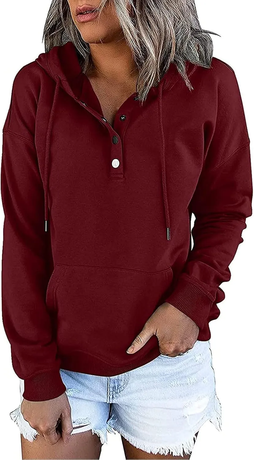 Dressy Casual Hoodies For Women Long Sleeve Pullover Tops Drawstring Hooded Sweatshirts Fall Fashion Outfits 2024