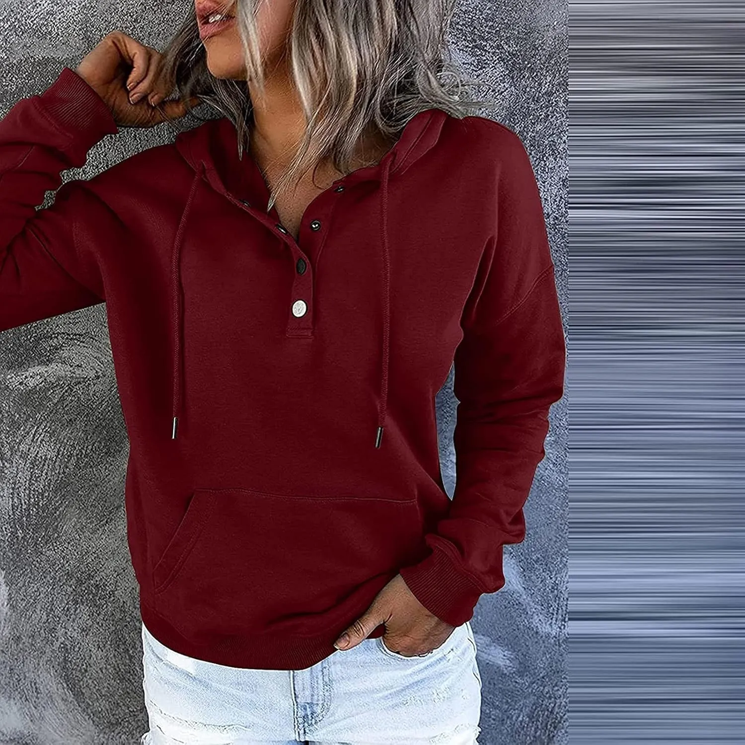 Dressy Casual Hoodies For Women Long Sleeve Pullover Tops Drawstring Hooded Sweatshirts Fall Fashion Outfits 2024