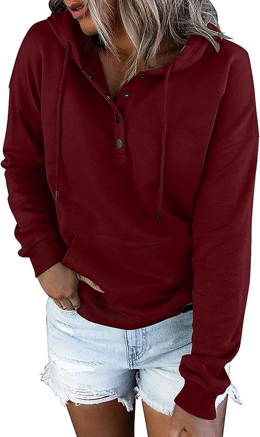 Dressy Casual Hoodies For Women Long Sleeve Pullover Tops Drawstring Hooded Sweatshirts Fall Fashion Outfits 2024