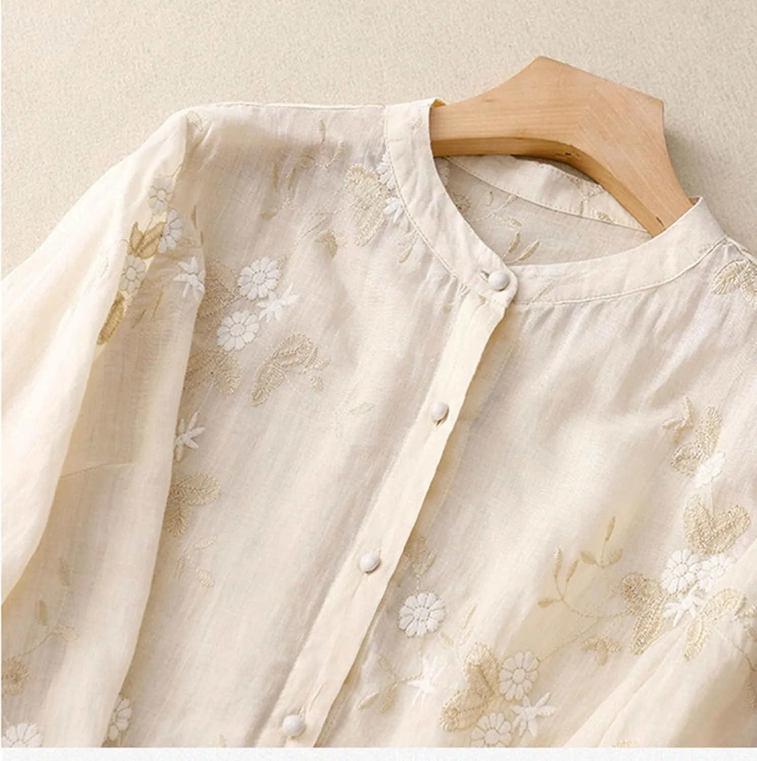 Embroidery Tops for Women Casual Mexican Cotton Linen Blouse Boho Short Sleeve Tshirt Summer Fiesta Shirts