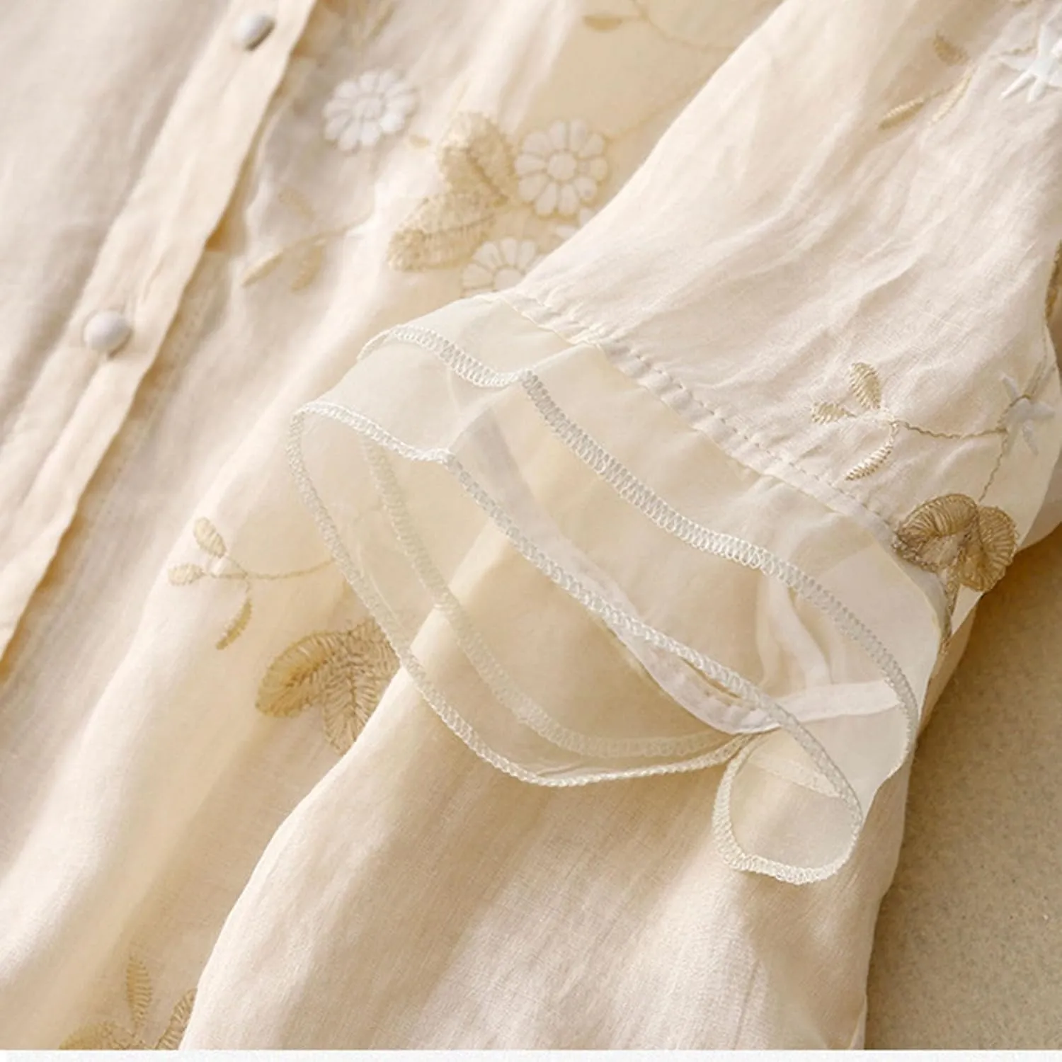 Embroidery Tops for Women Casual Mexican Cotton Linen Blouse Boho Short Sleeve Tshirt Summer Fiesta Shirts