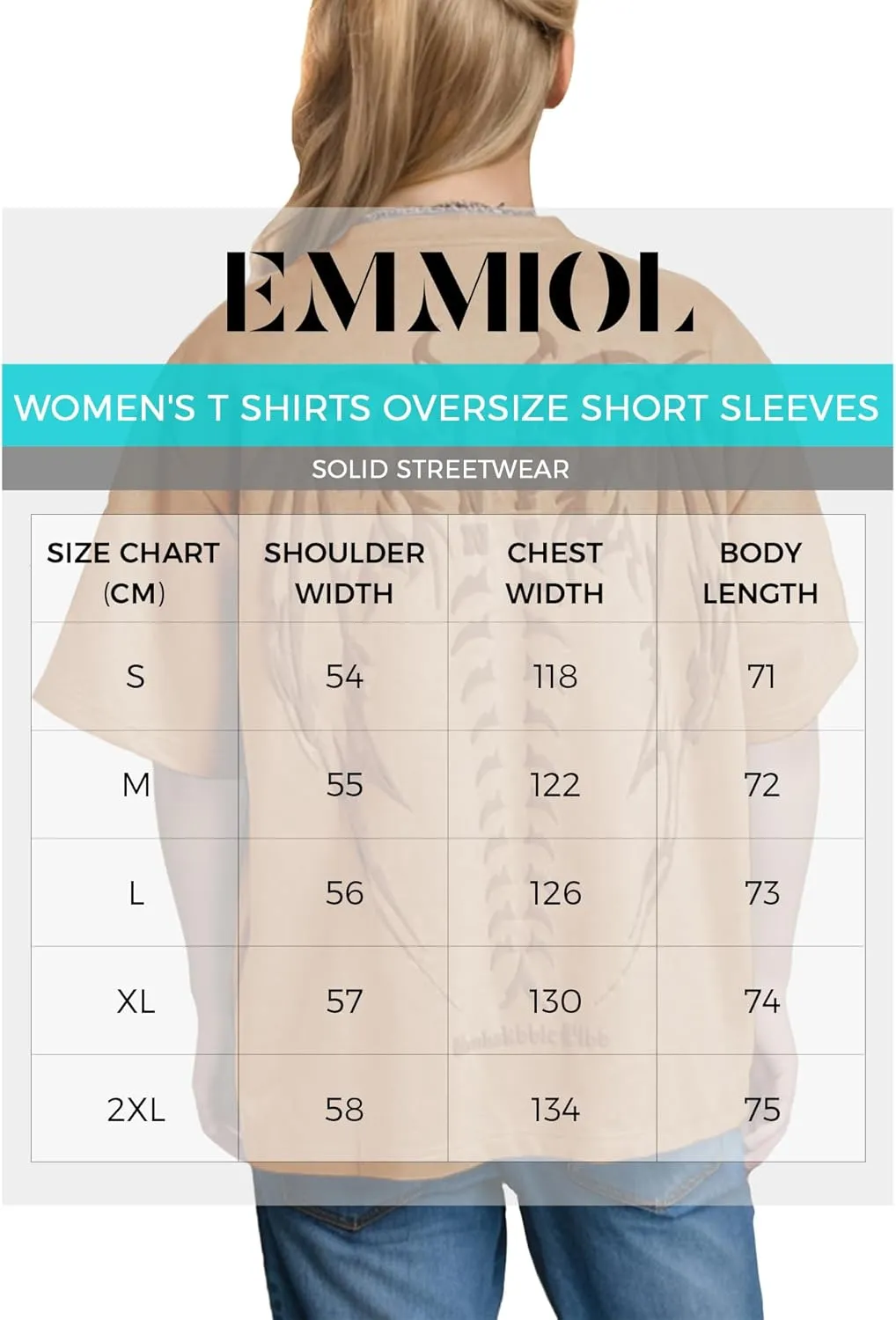 EMMIOL Women's T Shirts Graphic Print Short Sleeves Unisex Loose Solid Streetwear Tee Crew Neck Cotton Tops