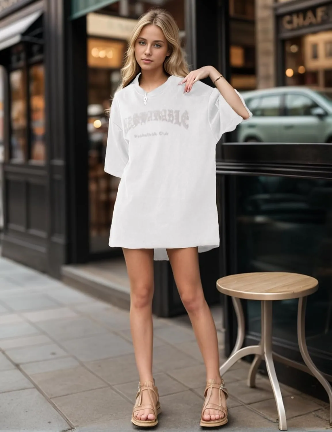 EMMIOL Women's T Shirts Graphic Print Short Sleeves Unisex Loose Solid Streetwear Tee Crew Neck Cotton Tops