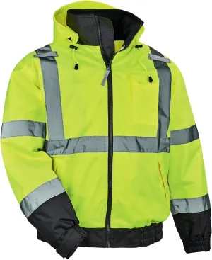 Ergodyne Unisex-Adult 3-in-1 Hi-Vis Winter Bomber Jacket, Lime, Large US