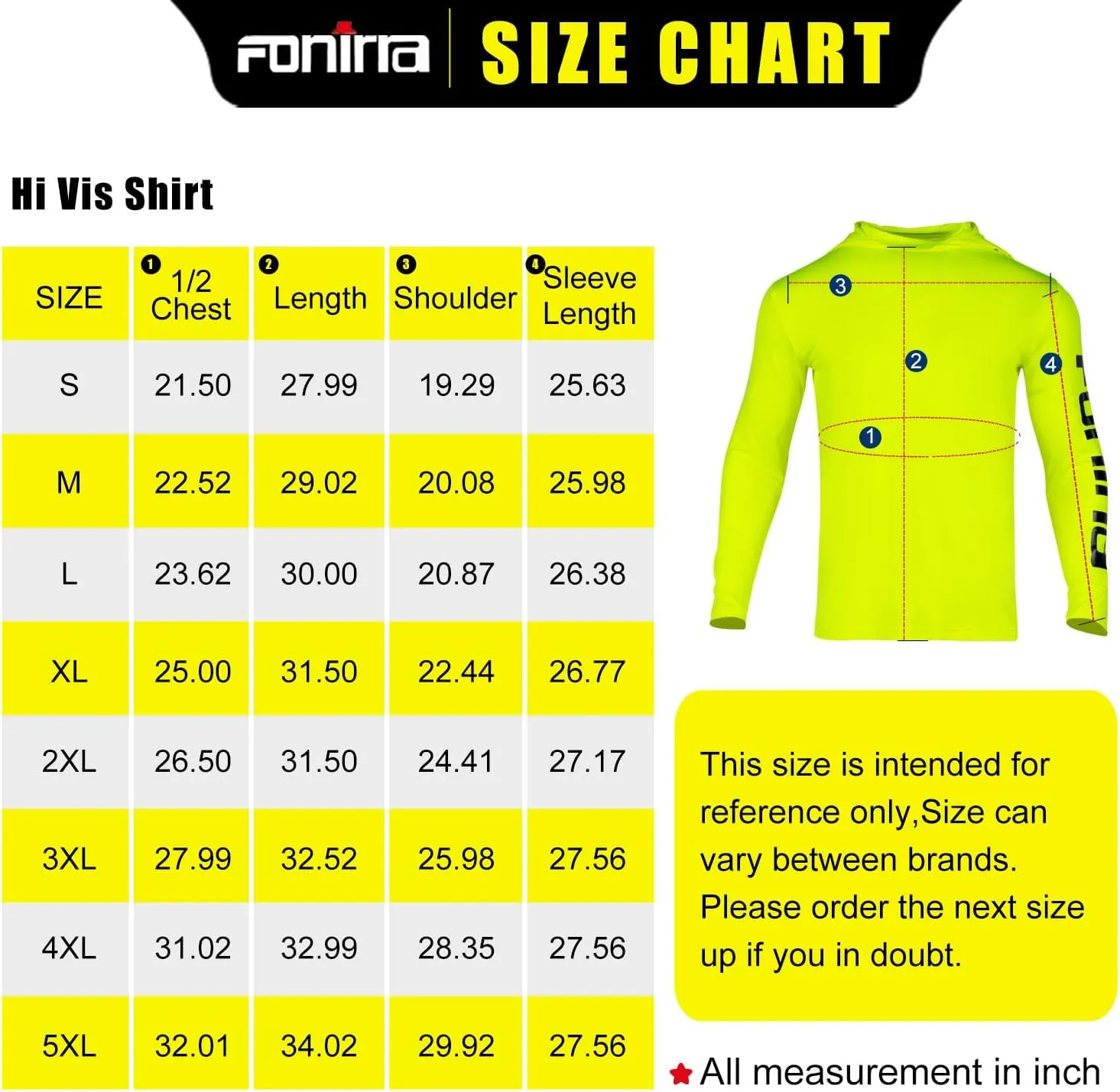 FONIRRA 3 Pack Construction Work Shirts for Men High Visibility Safety Long Sleeve T Shirt Sun Protection Hoodie UPF 50 