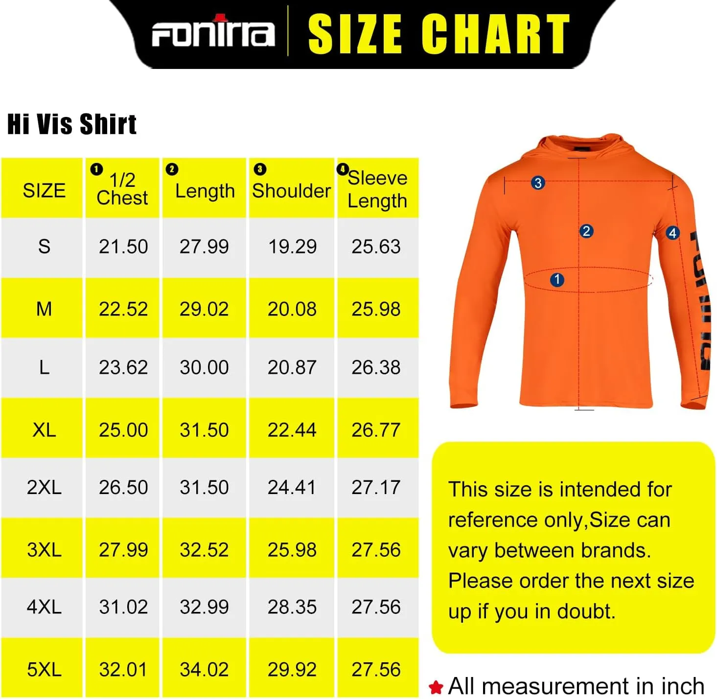 FONIRRA 3 Pack Construction Work Shirts for Men High Visibility Safety Long Sleeve T Shirt Sun Protection Hoodie UPF 50 