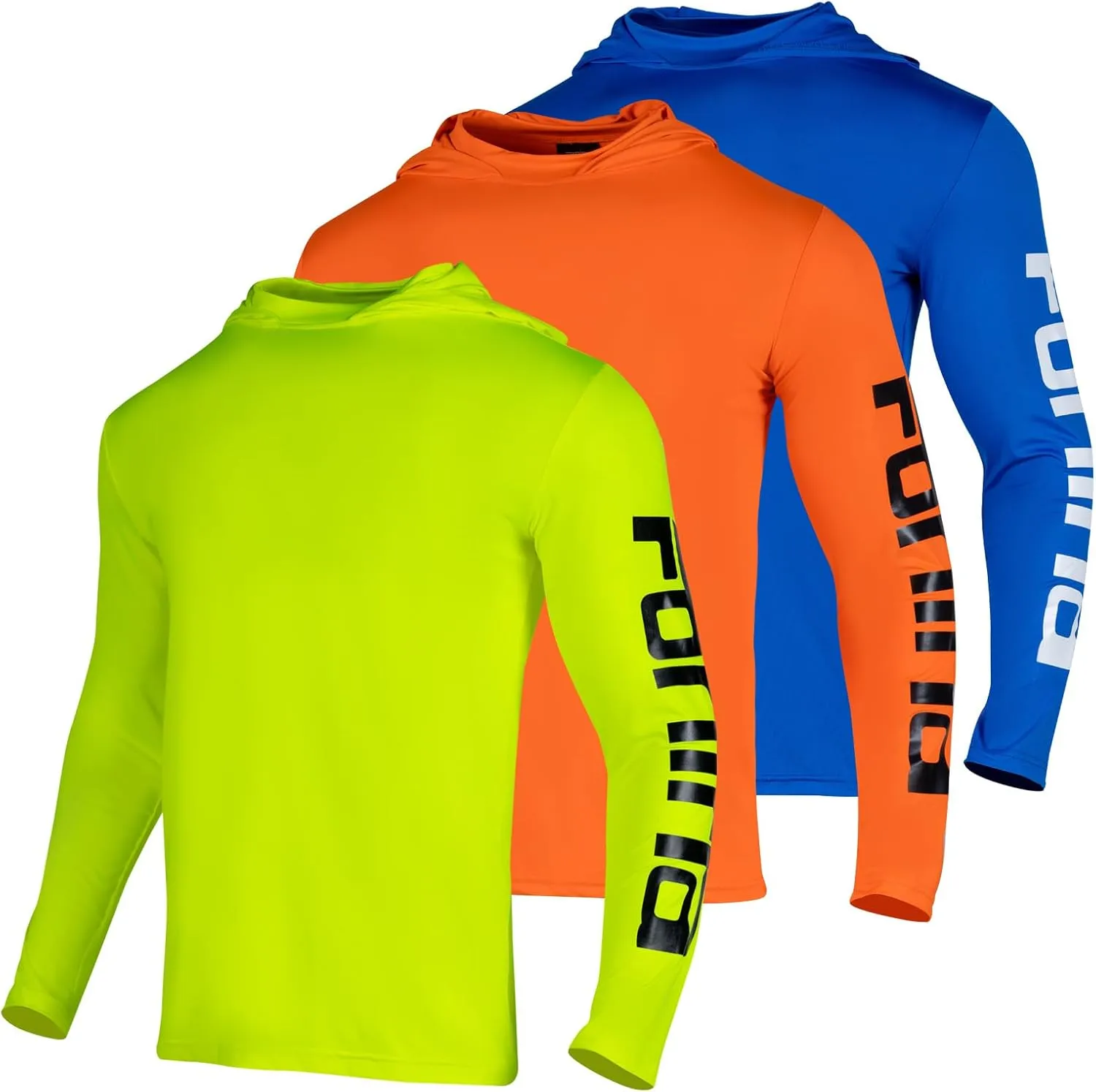 FONIRRA 3 Pack Construction Work Shirts for Men High Visibility Safety Long Sleeve T Shirt Sun Protection Hoodie UPF 50 