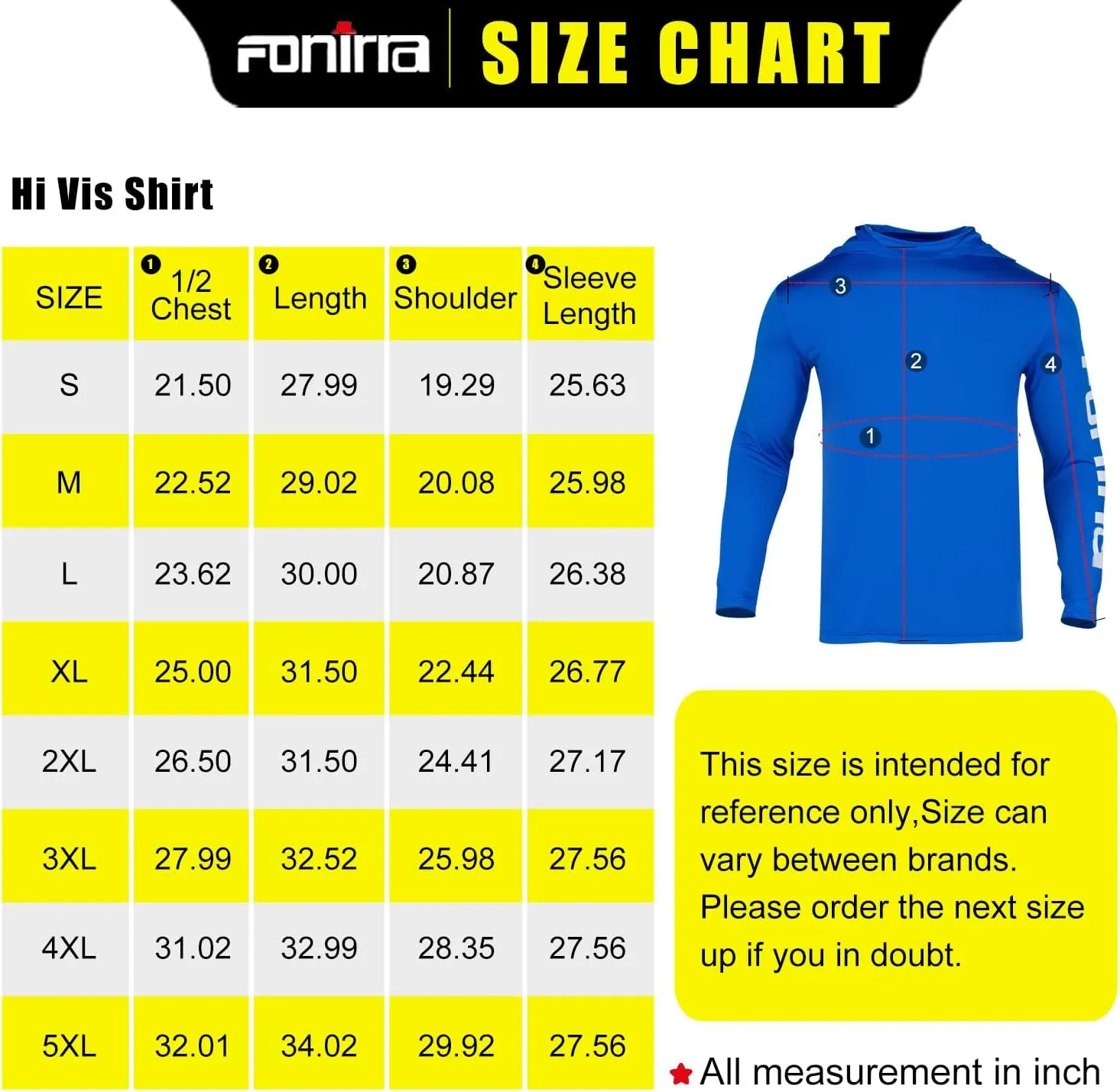 FONIRRA 3 Pack Construction Work Shirts for Men High Visibility Safety Long Sleeve T Shirt Sun Protection Hoodie UPF 50 