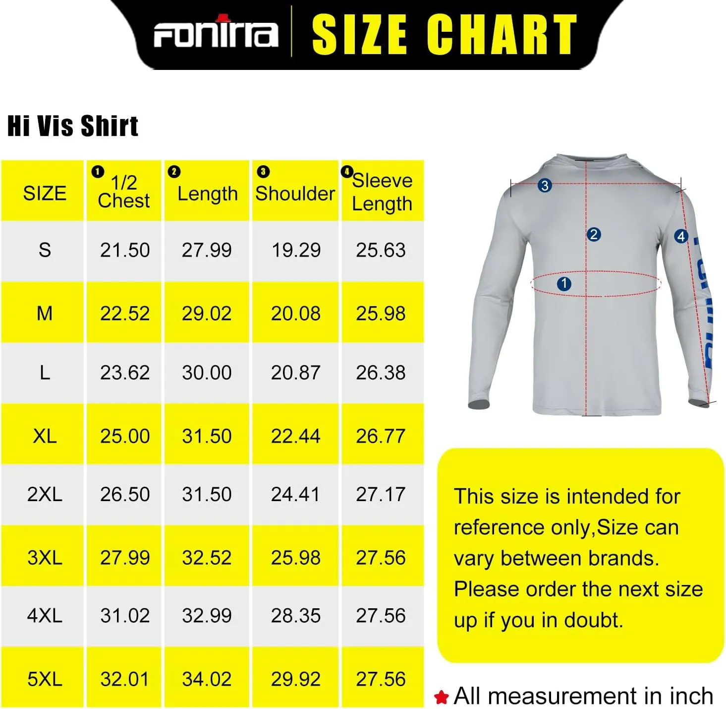 FONIRRA 3 Pack Construction Work Shirts for Men High Visibility Safety Long Sleeve T Shirt Sun Protection Hoodie UPF 50 