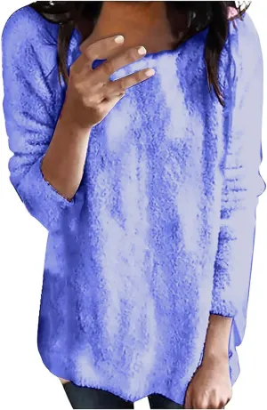 GIERIDUC Womens Fleece Tunic Pullover Long Sherpa Long Sweater Casual Fuzzy Sweatshirts Oversized Fluffy Tops with Pockets