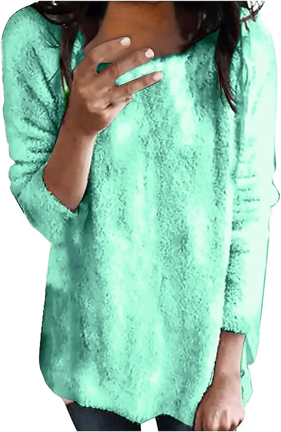 GIERIDUC Womens Fleece Tunic Pullover Long Sherpa Long Sweater Casual Fuzzy Sweatshirts Oversized Fluffy Tops with Pockets