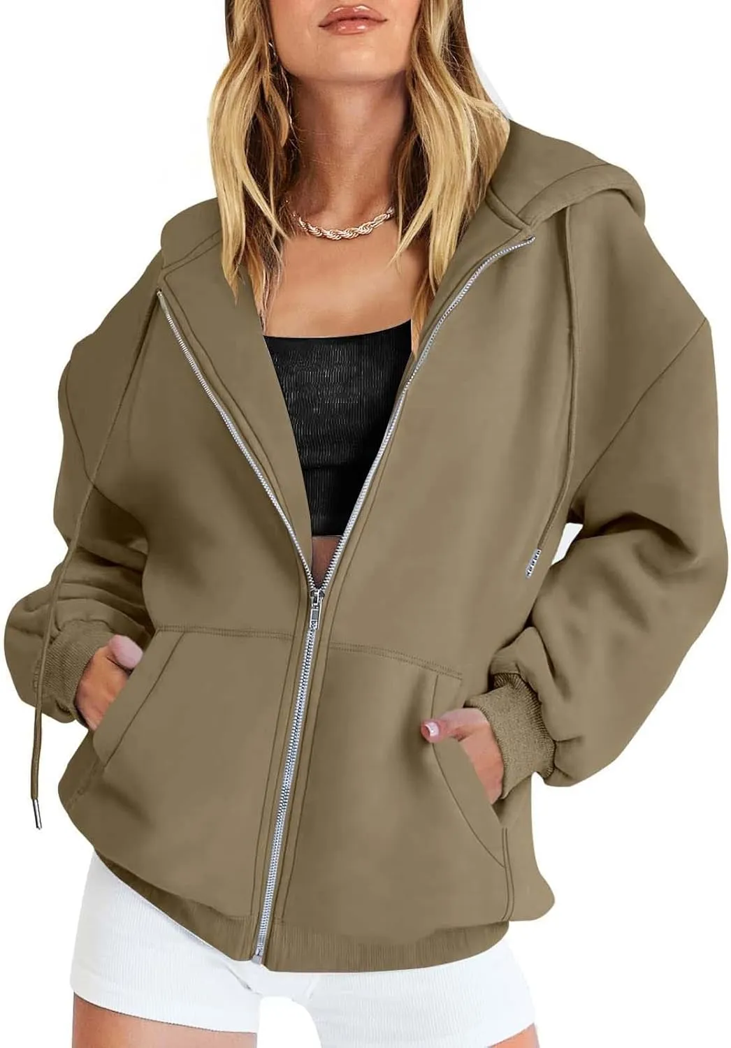 GIERIDUC Zip Up Hoodie Women 2024 Trendy Long Sleeve Sweatshirts Jacket Casual Athletic Hooded Track Jacket with Pockets