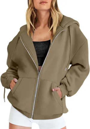 GIERIDUC Zip Up Hoodie Women 2024 Trendy Long Sleeve Sweatshirts Jacket Casual Athletic Hooded Track Jacket with Pockets