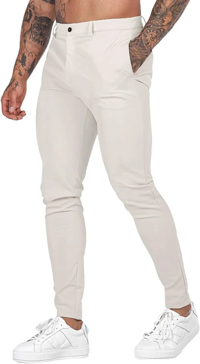 GOKKILRW Mens Golf Pants Stretch Chinos Dress Pants Quick Dry Business Work Office Lightweight Slim Fit Formal Sport Pants
