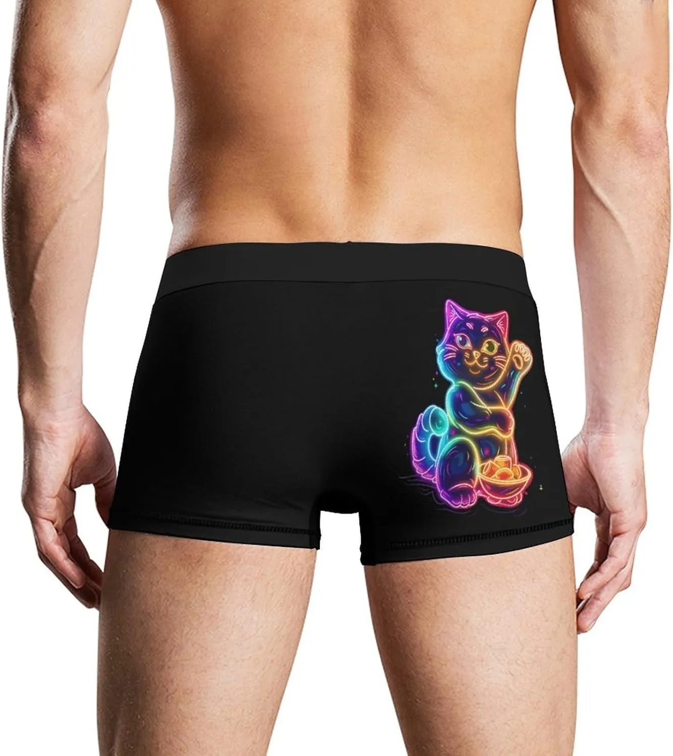 Good Luck Cat Men's Boxer Briefs Soft Underwear Breathable Trunks with Waistband