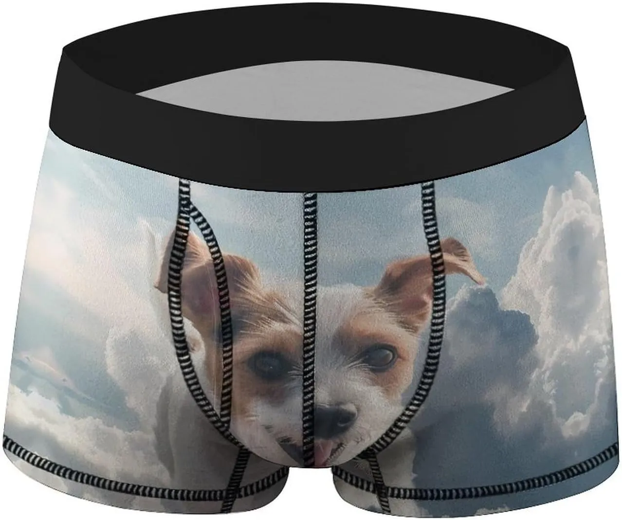 Jack Russell Terrier Dog with Angel Men's Underwear Soft Boxer Briefs Breathable Trunks with Waistband