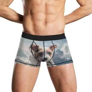 Jack Russell Terrier Dog with Angel Men's Underwear Soft Boxer Briefs Breathable Trunks with Waistband