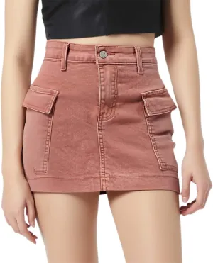 Jean Skirt for Women Juniors Vintage Hem Stretch Casual High Waisted Denim Short Skirt Cute A Line Mini Pencil