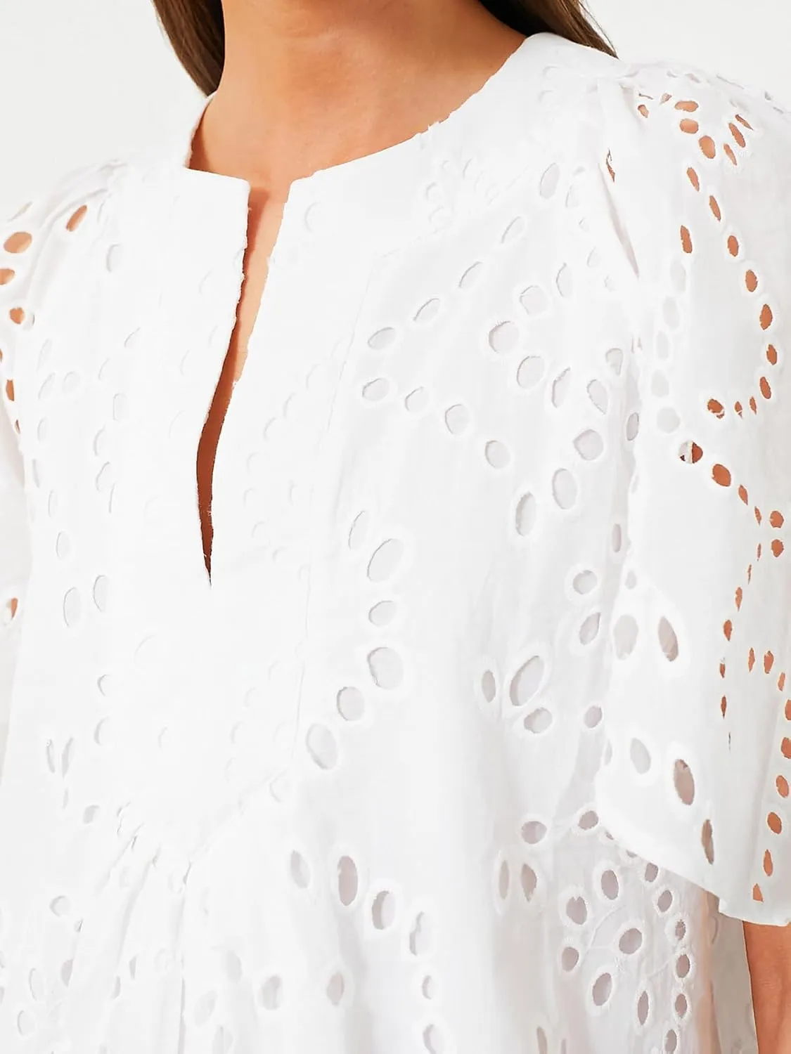 KEOMUD Women's Summer Top Hollow Out Embroidered Blouse Shirts V Neck Short Sleeve Boho Lace Eyelet Tops